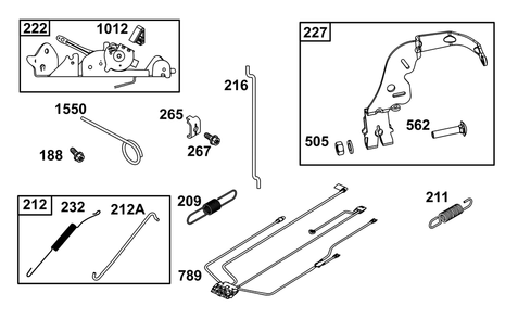 Controls Group Diagram and Parts List for 40N777-0033-B5 400000 - 699999 Briggs and Stratton Engine